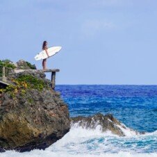 Surfing in Boston Bay